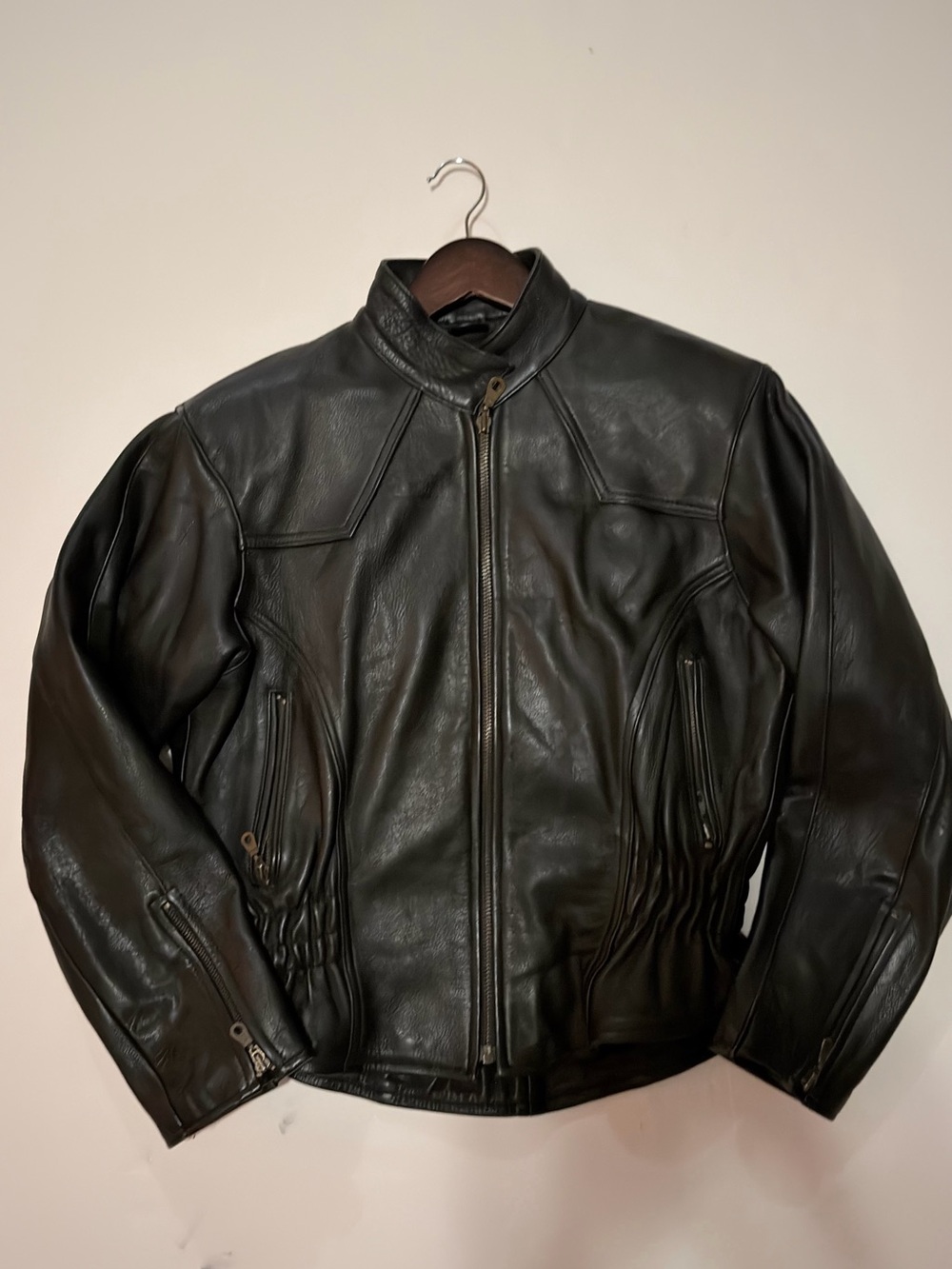Men's Black Leather Zip-Front Jacket